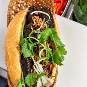 Vietnamese Grilled Beef in Betal Leaves Banh Mi