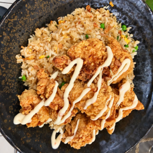 Crispy Chicken Fried Rice with chili mayo- Com Chien Ga Zon
